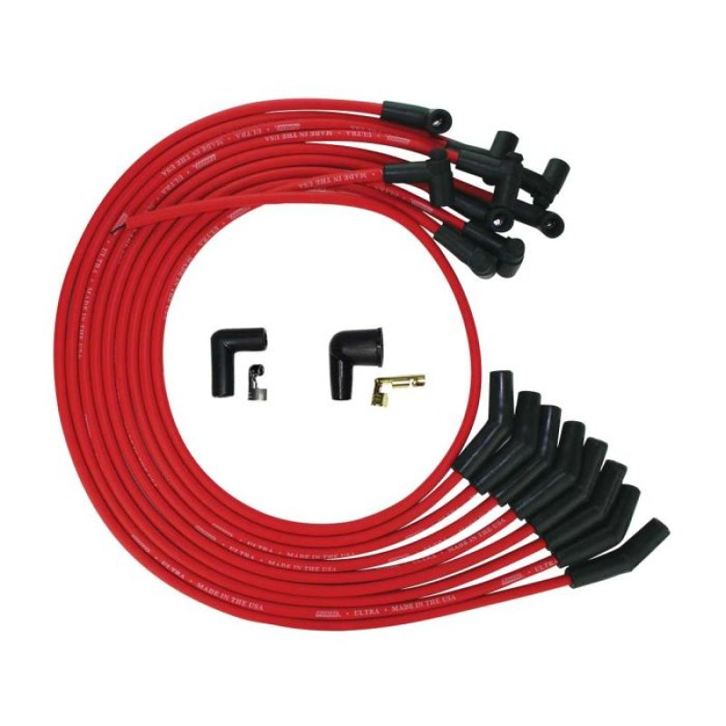 Moroso SB Ford 351W 135 Deg Plug Boots HEI Ultra Spark Plug Wire Set - Red - 52072