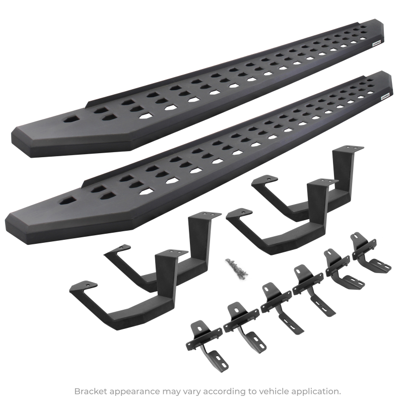 Go Rhino 2022 Toyota Tundra Crew Max Kit w/RB20 Running Board + Brkts + 4 RB20 Drop Steps - Tex. Blk - 6944368720PC