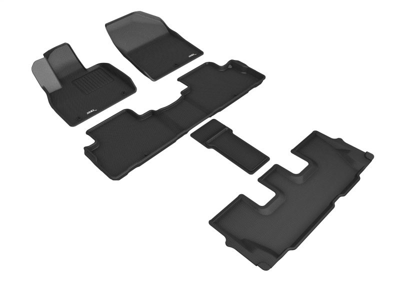 3D Maxpider L1HY10101509 Black Kagu Complete Set Floormats For Palisade 2020-22