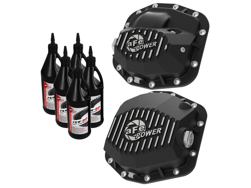 aFe Pro Series Front/Rear Diff Cover Kit w/ Oil 2018+ Jeep Wrangler (JL) 2018 3.6L (Dana M186/M220) - 46-7101AB