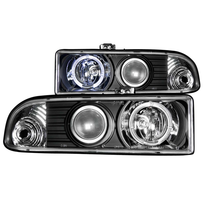 ANZO fits 1998-2005 Chevrolet S-10 Projector Headlights w/ Halo Black - 111015