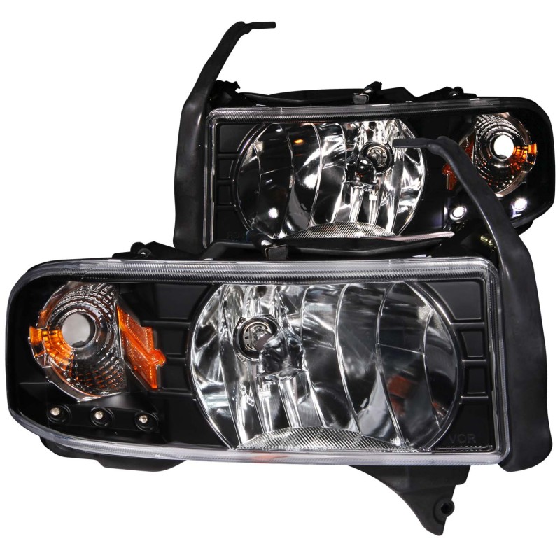 Anzo 111205 Crystal Headlight Set Clear Lens Black Housing Pair w/1 pc. LED NEW