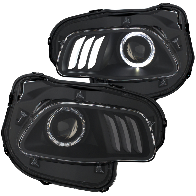 Anzo 111353 Projector Headlight Set Clear w/White And Red Lens Black Housing