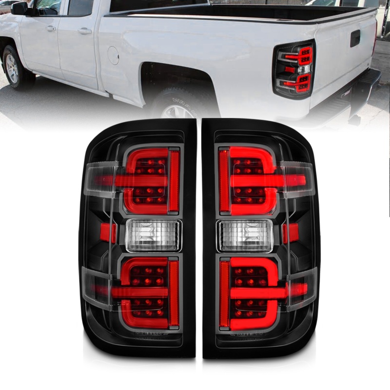 ANZO 15-19 Chevy Silverado 2500HD/3500HD (Halgn Only) LED Tail Lights w/Black Light Bar & Clear Lens - 311425