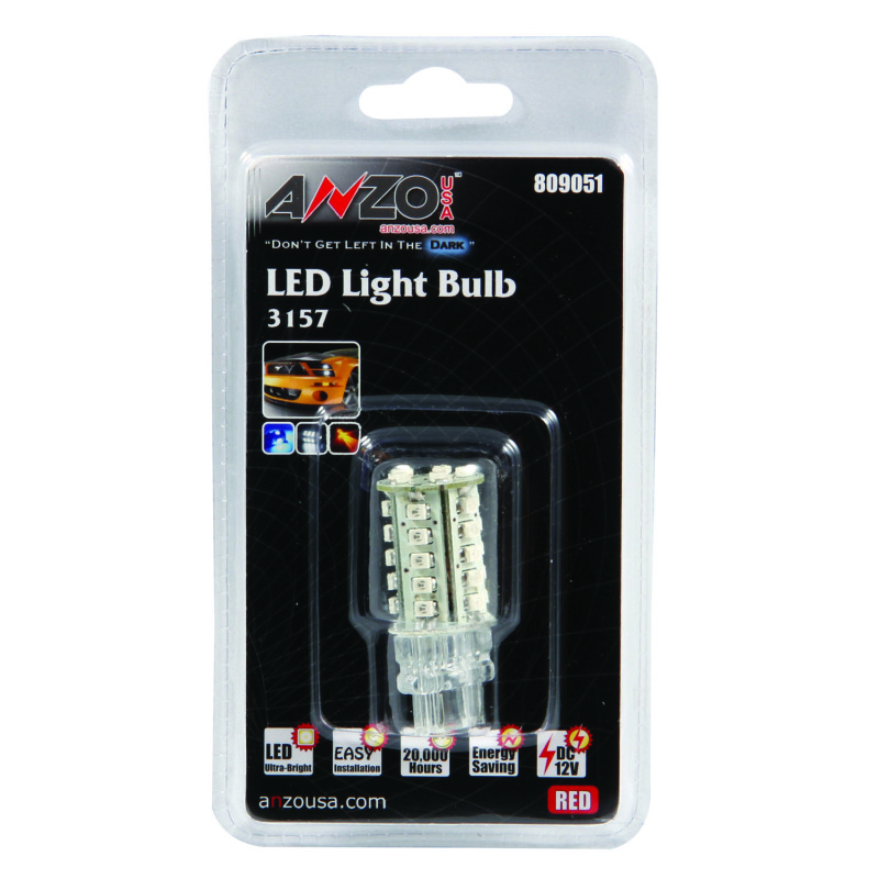 ANZO LED Bulbs Universal 3157 Red - 30 LEDs 2in Tall - 809051