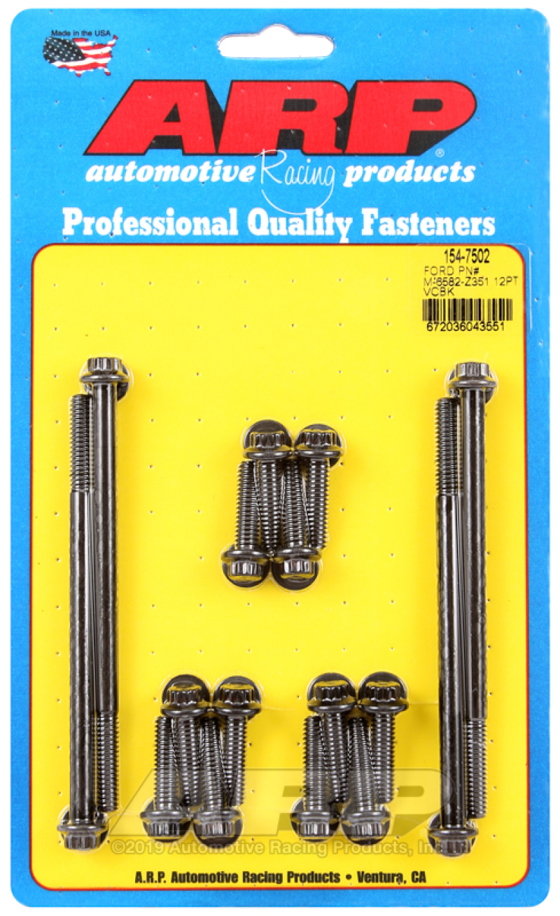 ARP fits  Small Block Ford Valve Cover 12pt Bolt Kit (For P/N M-6582-Z351) - 154-7502