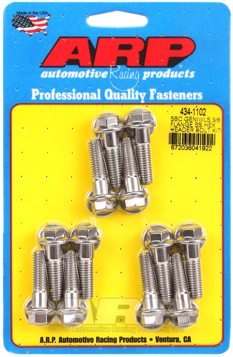 ARP 434-1102 Stainless Steel Header Bolt Kit - 6pt.; For GM LS NEW