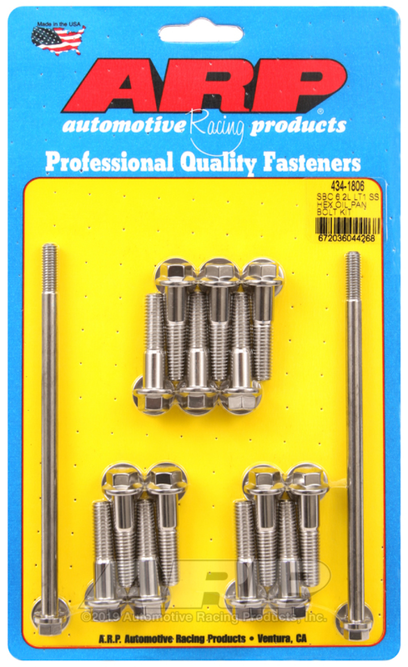 ARP 434-1806 Stainless Steel Oil Pan Bolt Kit; For GM LT1 6.2L