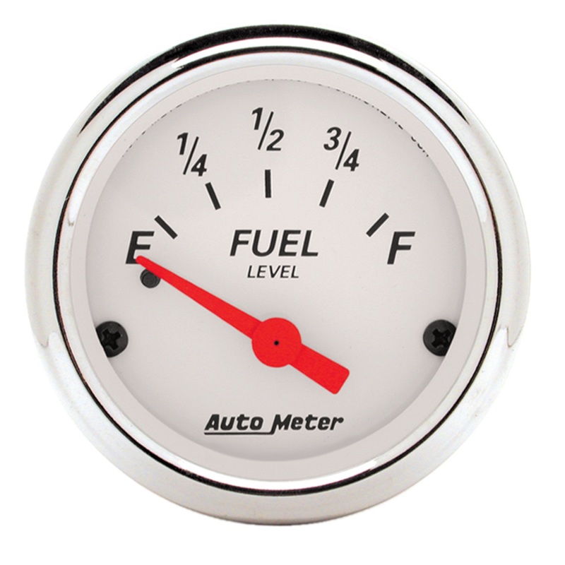 Auto Meter 1318 2-1/16" Arctic White Fuel Level Gauge; 0-30 Ohm; Air-Core