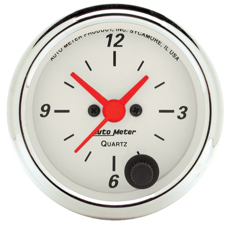 Auto Meter 1385 2-1/16" Arctic White Clock Gauge; 12 Hour