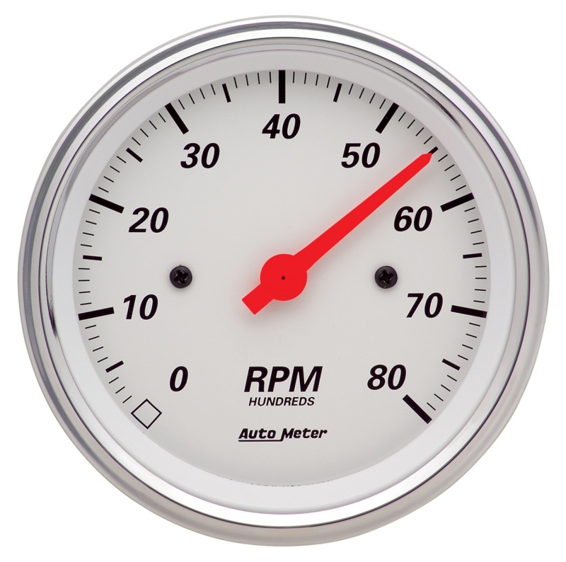 Auto Meter 1390 3-3/8" Arctic White In-Dash Elec Tachometer Gauge 0-8;000RPM