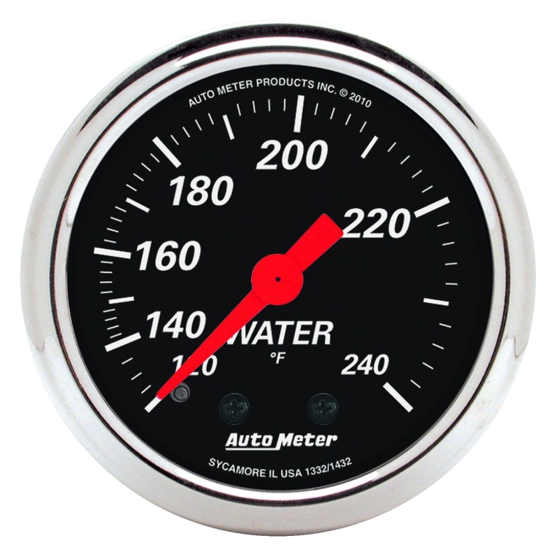 Auto Meter 1432 Gauge Water Temp 2 1/16In. 120-240Deg.F Mech Designer Black NEW