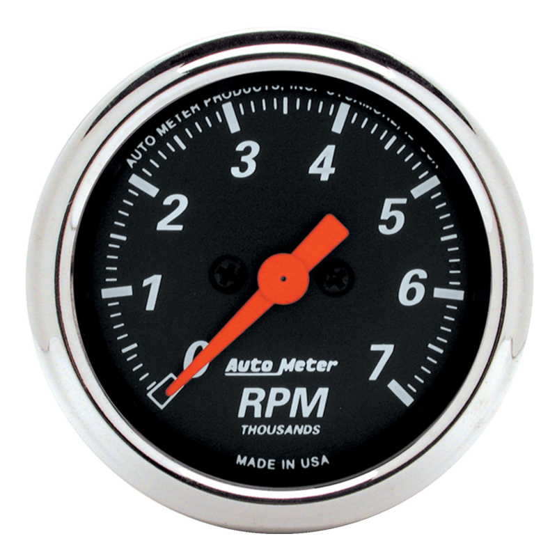 Auto Meter 1477 Gauge; Tachometer; 2 1/16"; 7K Rpm; In-Dash; Designer Black