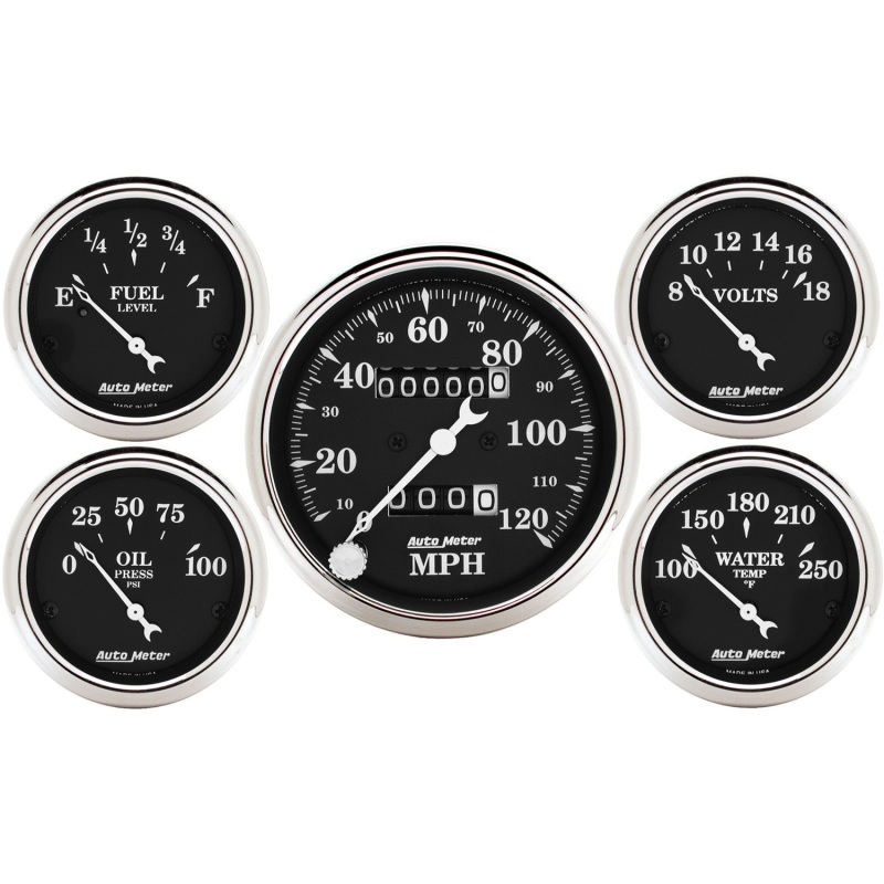 Auto Meter 1708 5 Pc. Gauge Kit; Mechanical Speedometer; 3-1/8" & 2-1/16"