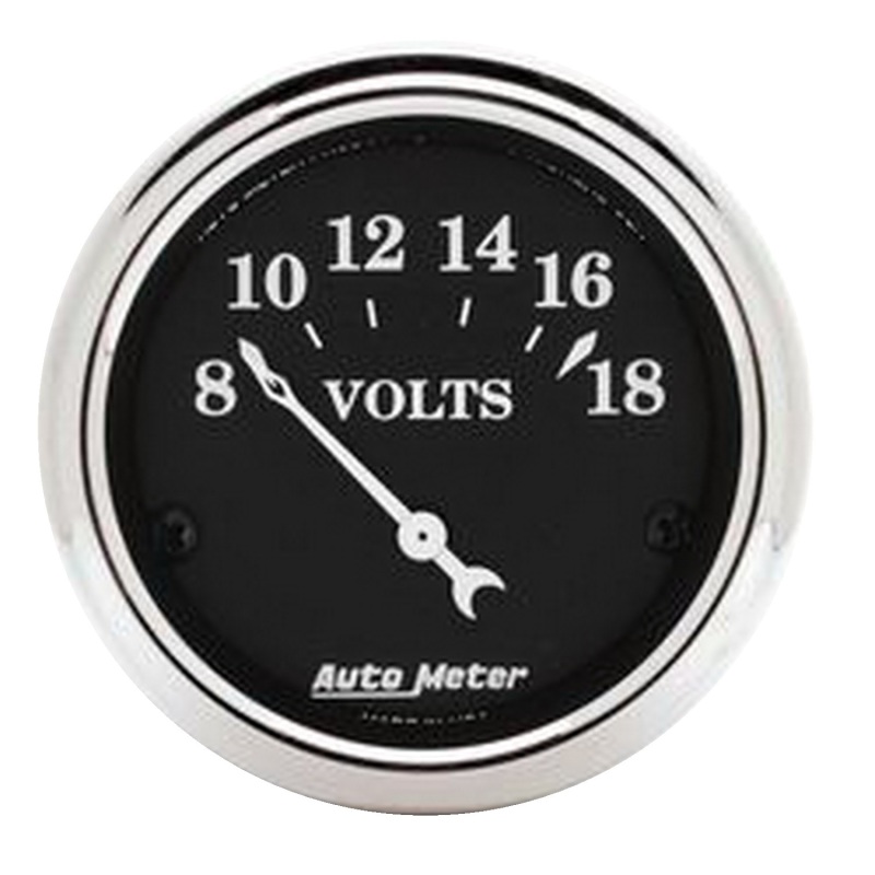 Auto Meter 1791 2-1/16" Voltmeter Gauge 8-18V Air-Core Old Tyme Black