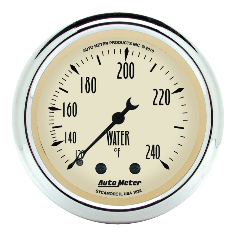 Autometer 2-1/16 inch Mechanical Antique Beige Water Temp Gauge 120-240 Deg F - 1832
