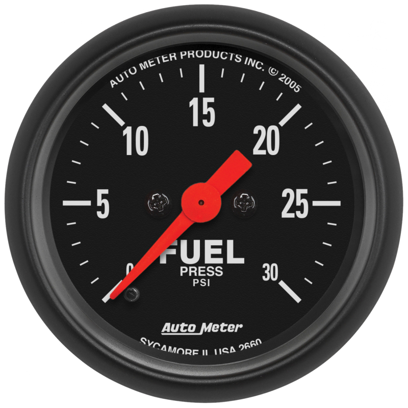Auto Meter 2660 2-1/16" Z-Series Electric Fuel Pressure Gauge; 0-30 PSI NEW
