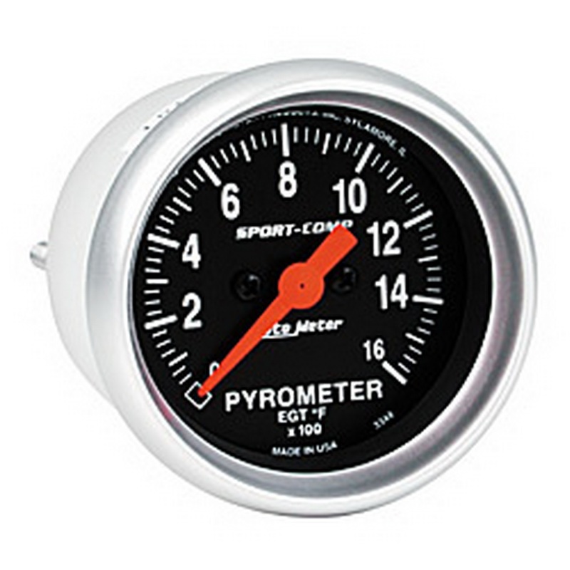 Auto Meter 3344 Gauge Sport-Comp Pyrometer 0-1600 Degrees F 2 1/16 in. NEW