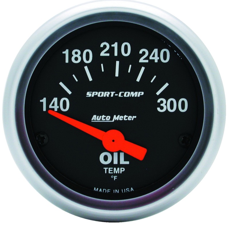 Auto Meter 3348 2-1/16" Sport-Comp Electric Oil Temperature Gauge 140-340F NEW - 3348