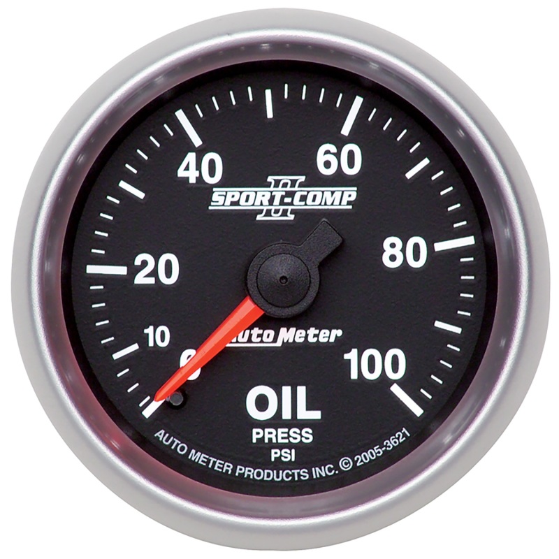 Auto Meter 3621 2-1/16" Sport-Comp II Oil Pressure Gauge 0-100 PSI