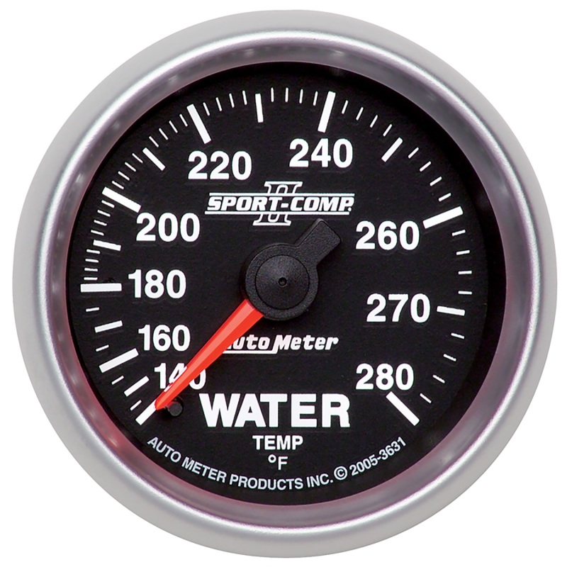 Auto Meter 3631 Gauge Water Temp 2 1/16In. 140-280Deg.F Mechanical Sport-Comp Ii