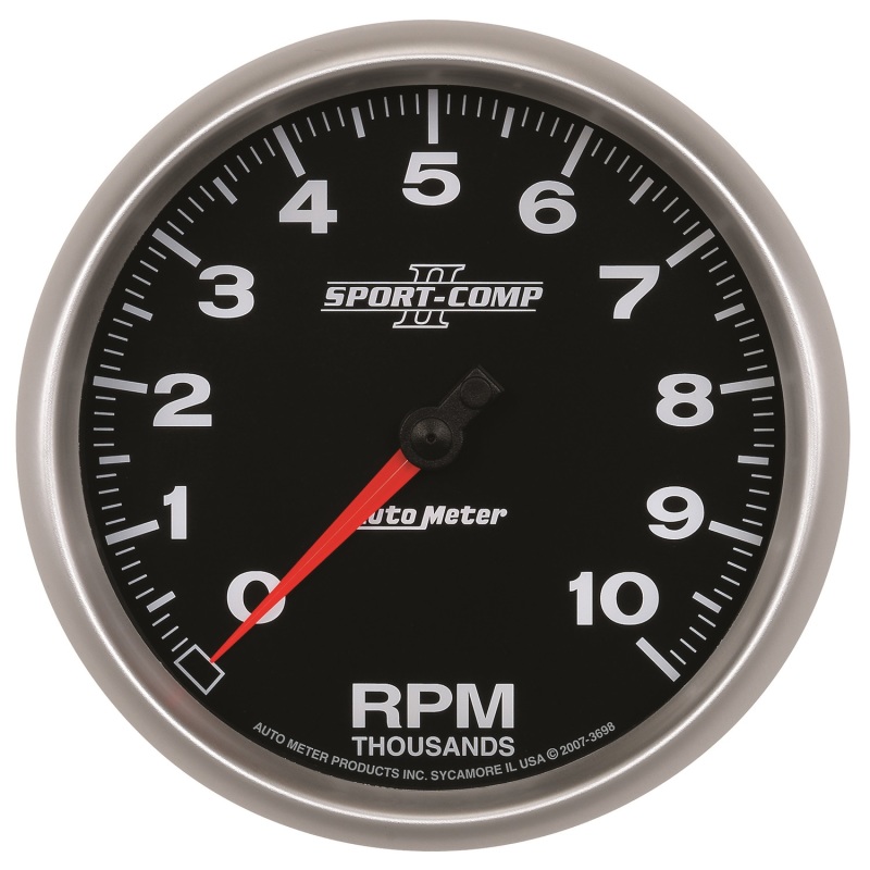 Auto Meter 3698 Gauge Tachometer 5In. 10K Rpm In-Dash Sport-Comp Ii NEW