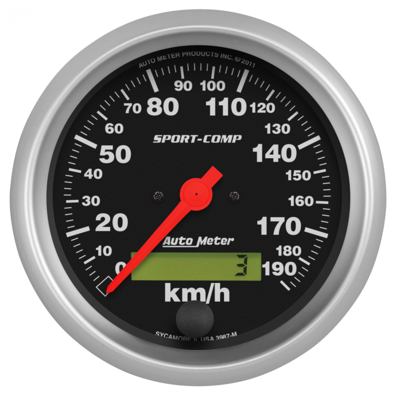 Auto Meter 3987-M 3-3/8" Sport-Comp Electric Speedometer 0-190 KM/H NEW