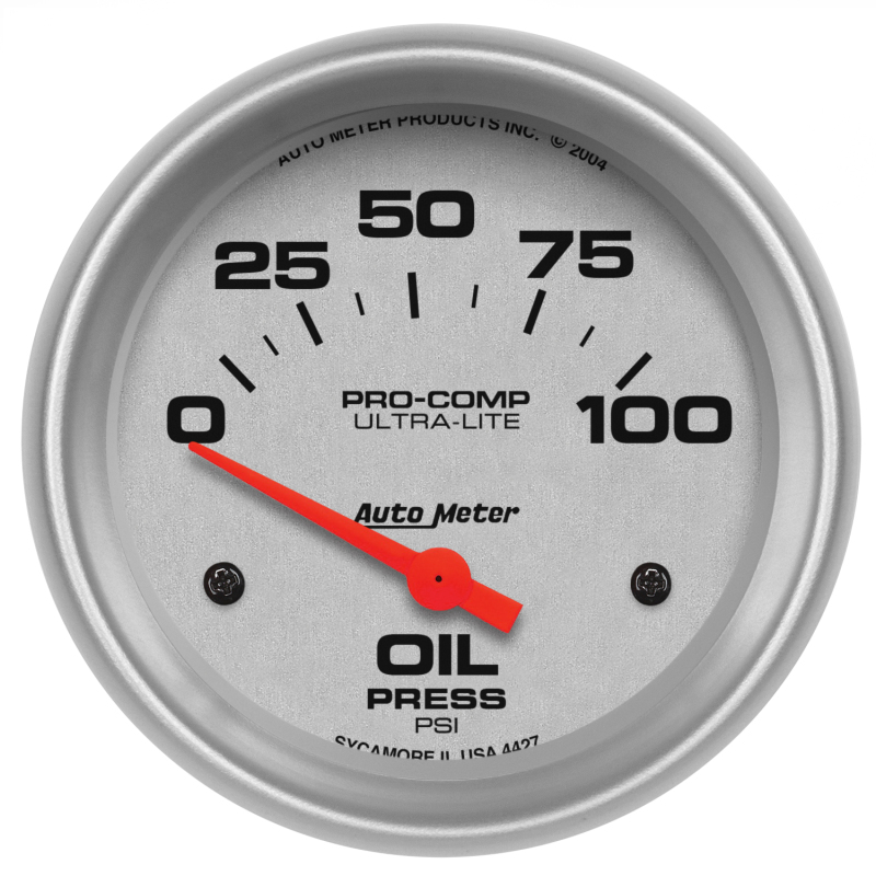 Auto Meter 4427 2-5/8" Ultra-Lite Electric Oil Pressure Gauge; 0-100 PSI
