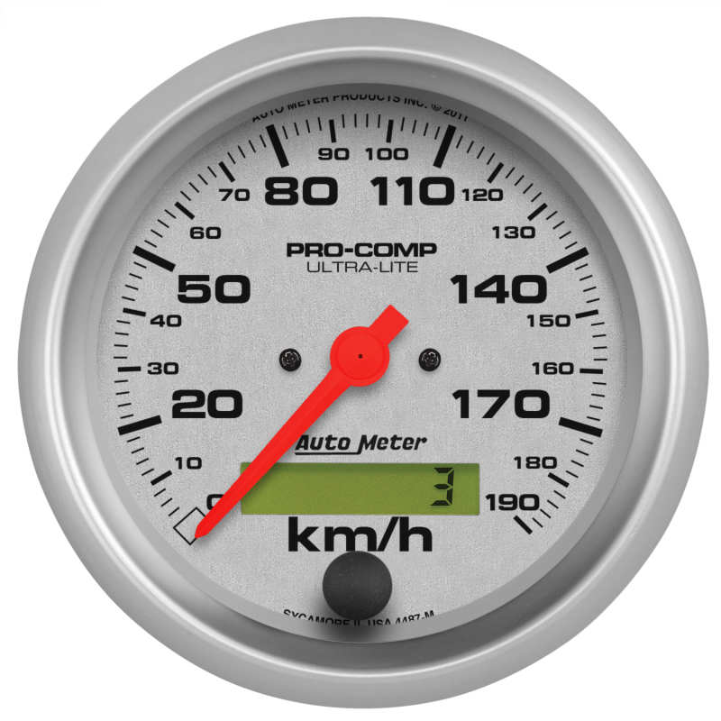 Auto Meter 4487-M 3-3/8" Speedometer Gauge 0-190 Km/H Electric Ultra-Lite NEW