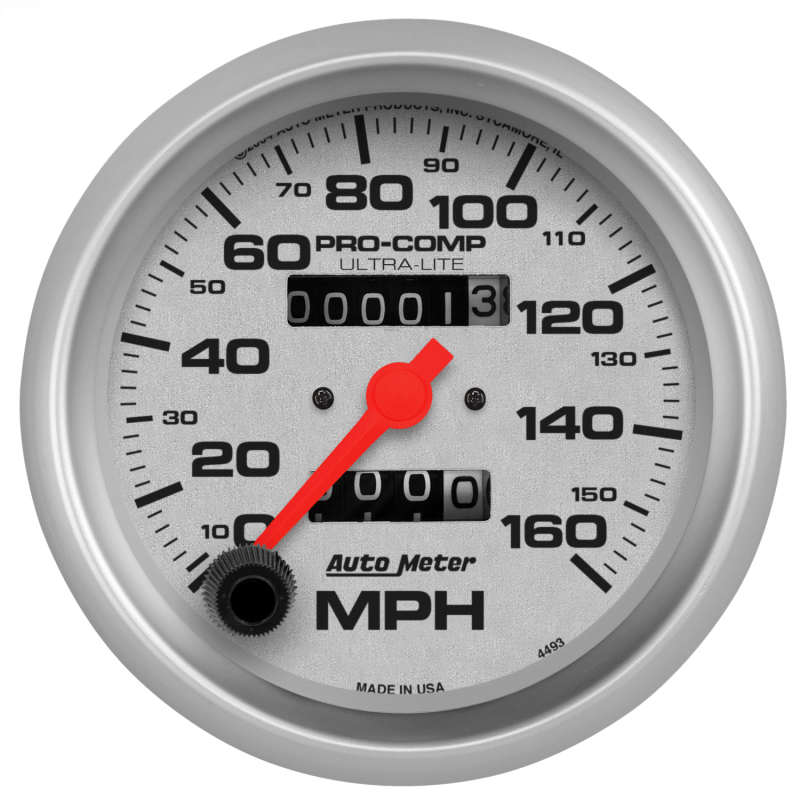 Auto Meter 4493 3-3/8" Ultra-Lite Mechanical Speedometer; 0-160 MPH