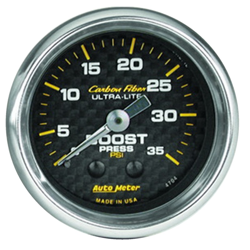 Auto Meter 4704 2-1/16" Carbon Fiber Mechanical Boost Gauge 0-35 PSI