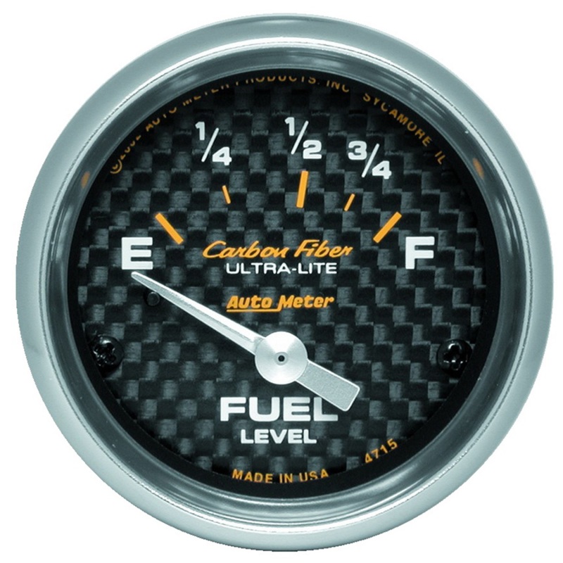 Auto Meter 4715 2-1/16" Fuel Level Gauge 73-10 Ohms Air-Core Carbon Fiber