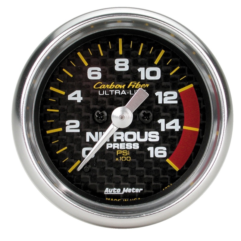 Auto Meter 4774 2-1/16" Nitrous Pressure Gauge Stepper Motor Carbon Fiber NEW
