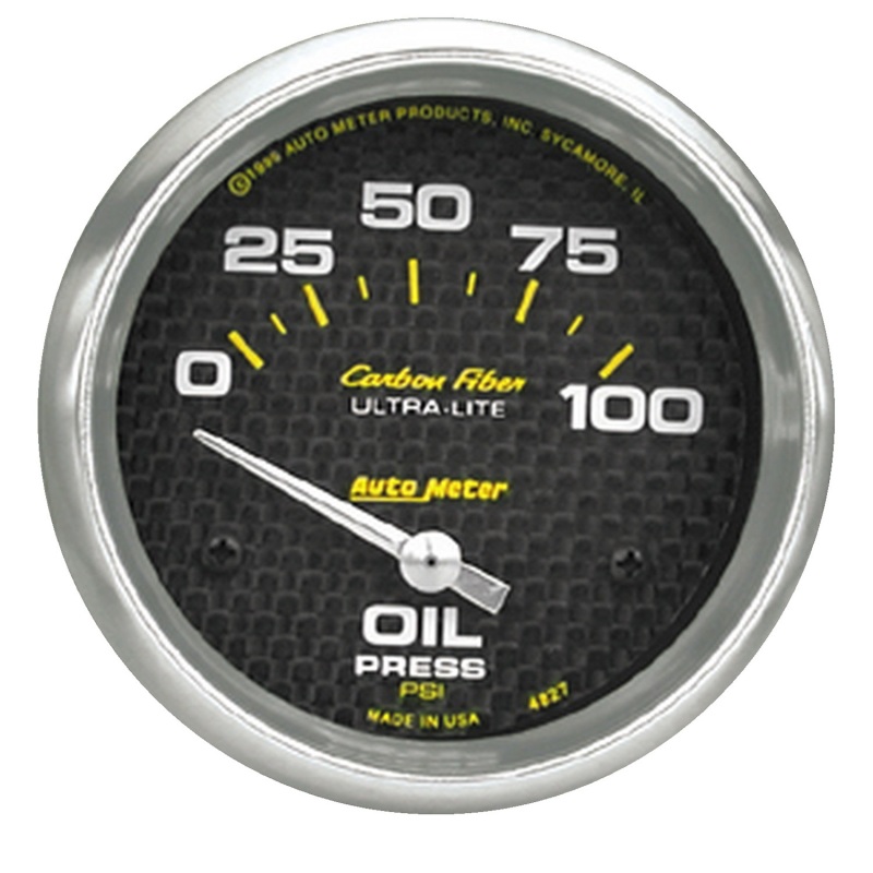 Auto Meter 4827 2-5/8" Carbon Fiber Electric Oil Pressure Gauge 0-100 PSI