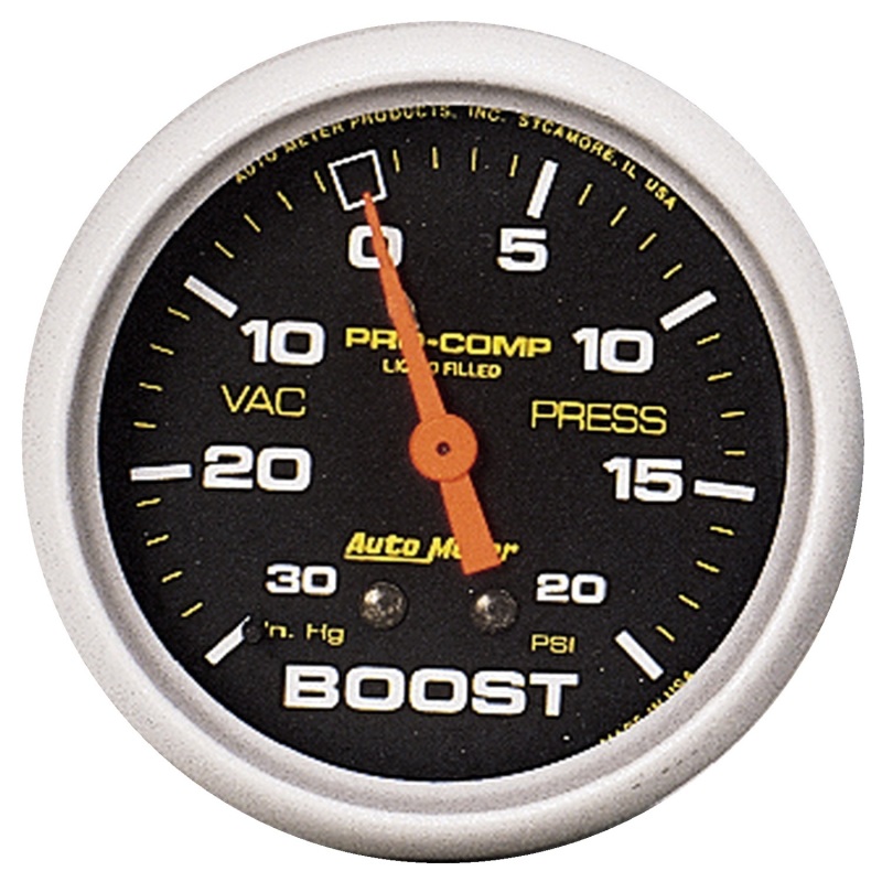 Auto Meter 5401 Gauge Vac/Boost 2 5/8" 30Inhg-20Psi Liquid Filled Mech Pro-Comp