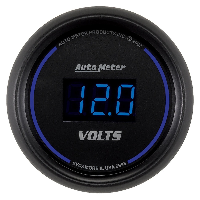 Auto Meter 6993 2-1/16" Cobalt Digital Voltmeter Gauge 8-18V