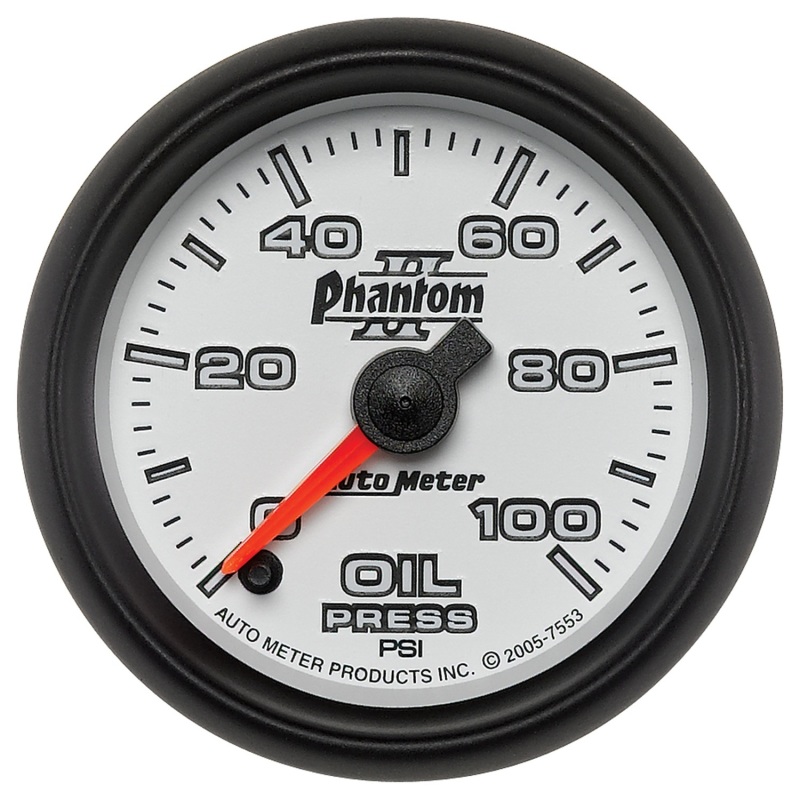 Auto Meter 7553 2-1/16" Phantom II Electric Oil Pressure Gauge 0-100 PSI NEW