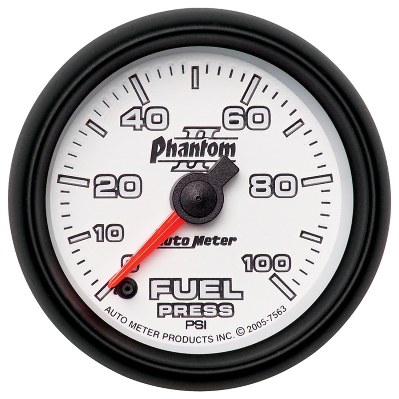 Auto Meter 7563 2-1/16" Phantom II Electric Fuel Pressure Gauge 0-100 PSI NEW