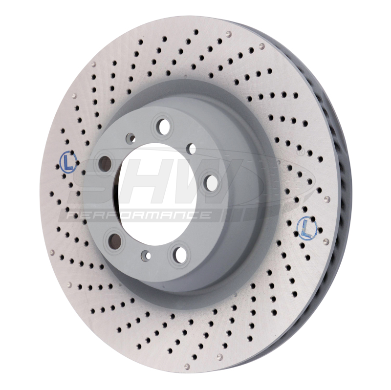 SHW 07-13 Porsche 911 Turbo 3.8L w/o Ceramic Brakes Left Rear Drilled-Dimpled MB Brake Rotor - PRL39977