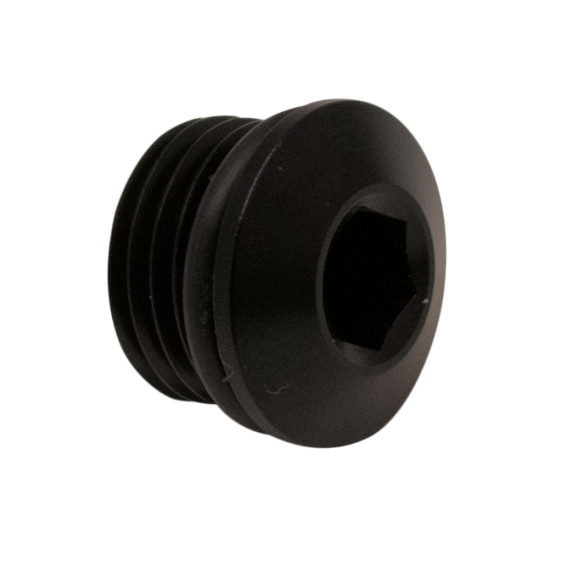 DeatschWerks 6AN ORB Male Plug Low Profile Internal Allen/Hex (Incl O-Ring) - Anodized Matte Black - 6-02-0717-B