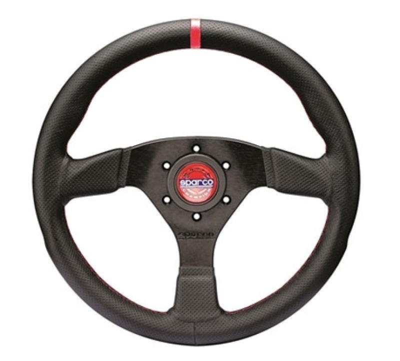 Sparco Steering Wheel R383 Champion Black Leather / Red Stiching - 015R383PLUNRS