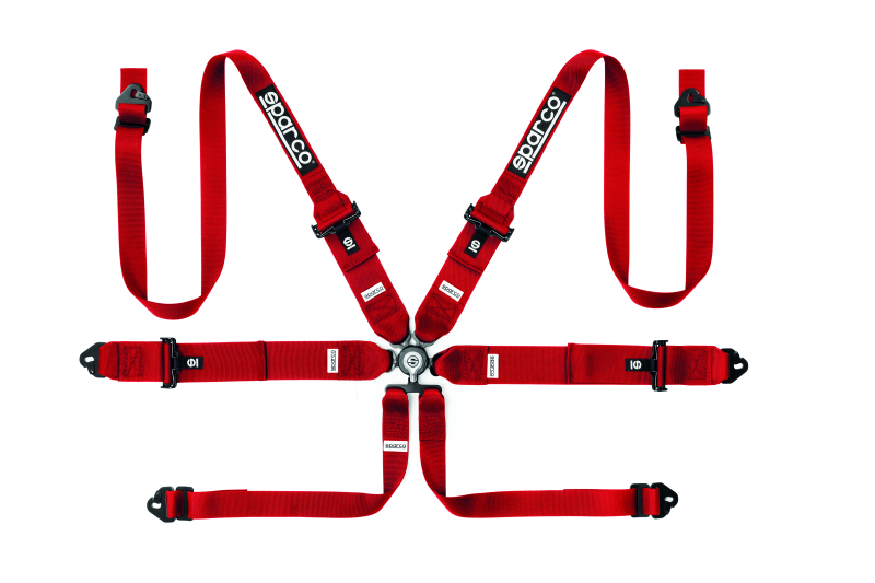 Sparco 04818RH1RS Safety Harness 6-Point Steel Shoulder FIA Red NEW