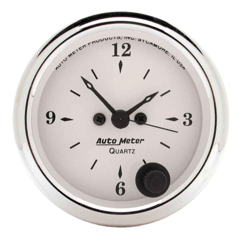 AutoMeter Gauge Clock 2-1/16in. 12HR Analog Old Tyme White - 1686