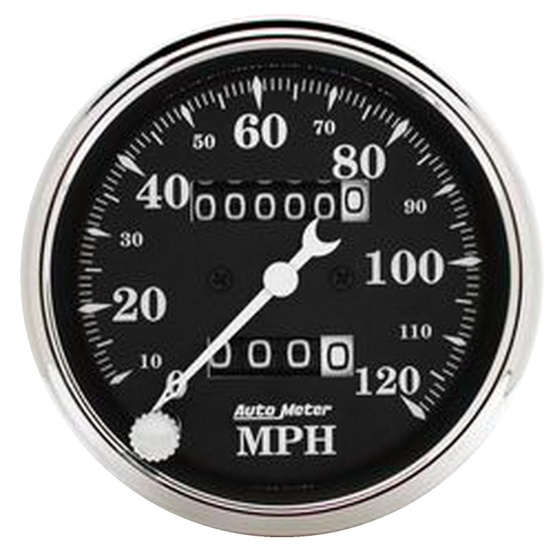 AutoMeter Gauge Speedo. 3-1/8in. 120MPH Mechanical Old Tyme Blk - 1796