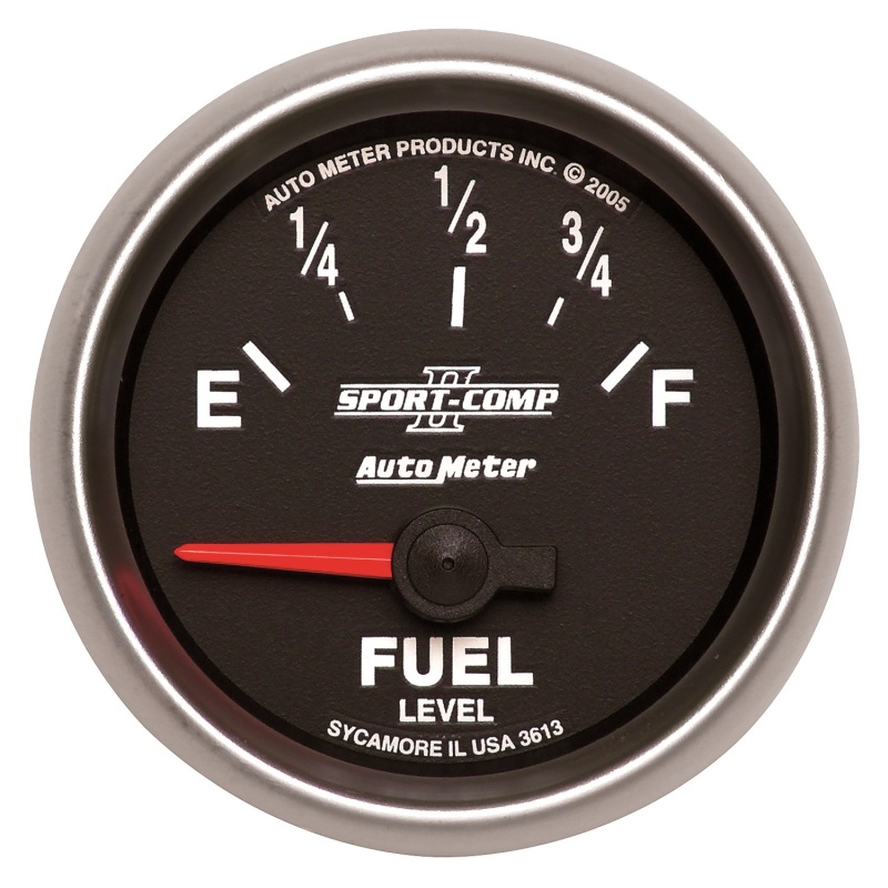 AutoMeter Gauge Fuel Level 2-1/16in. 0 Ohm(e) to 90 Ohm(f) Elec Sport-Comp II - 3613