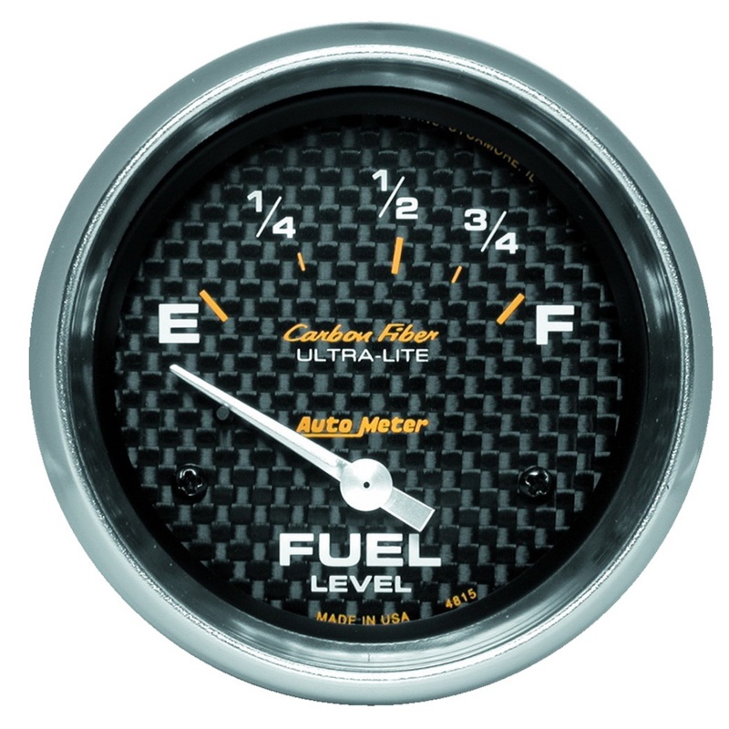 AutoMeter Gauge Fuel Level 2-5/8in. 73 Ohm(e) to 10 Ohm(f) Elec Carbon Fiber - 4815