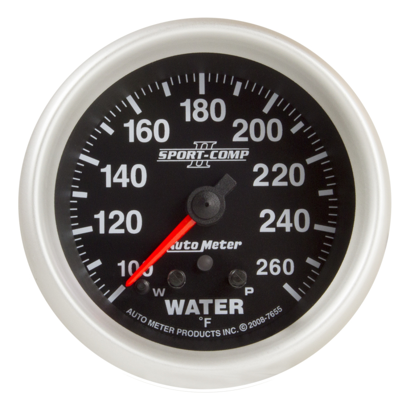 AutoMeter Gauge Water Temp 2-5/8in. 260 Deg. F Stepper Motor W/ Peak & Warn Sport-Comp II - 7655