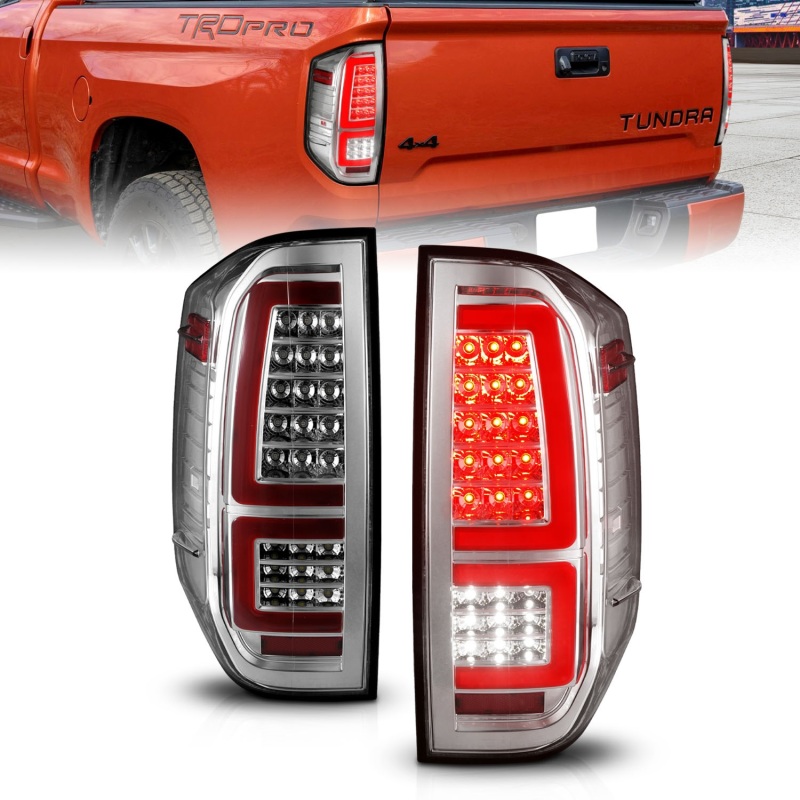 ANZO 2014-2021 Toyota Tundra LED Taillights Chrome Housing/Clear Lens - 311438