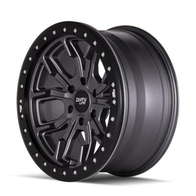 Dirty Life 9303 DT-1 17x9/5x127 BP/-12mm Offset/78.1mm Hub Matte Gunmetal Wheel - Beadlock - 9303-7973MGT12