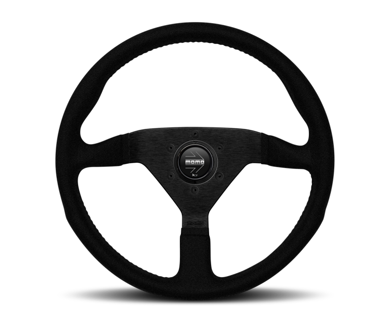 Momo Montecarlo Alcantara Steering Wheel 350 mm - Black/Black Stitch/Black Spokes - MCL35AL1B